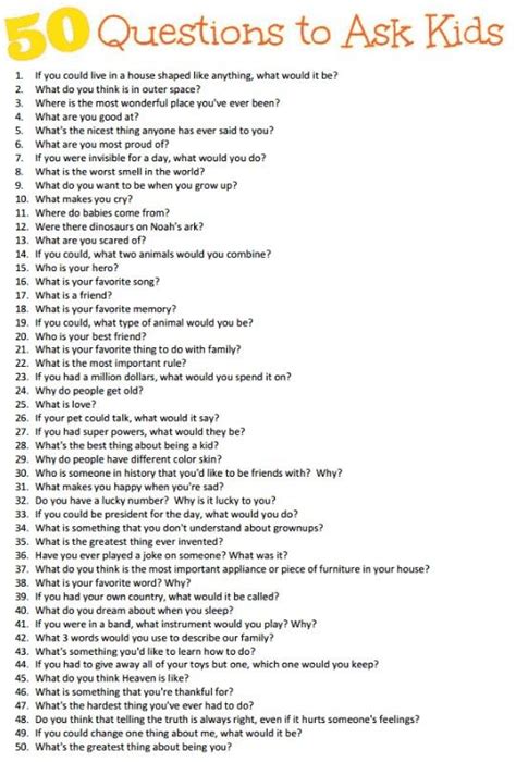 50 Questions To Ask Your Children This Or That