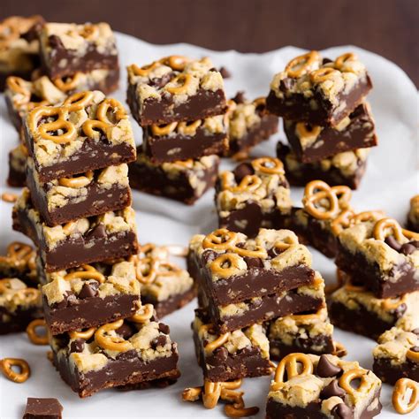 chocolate peanut butter and pretzel cookie bars recipe