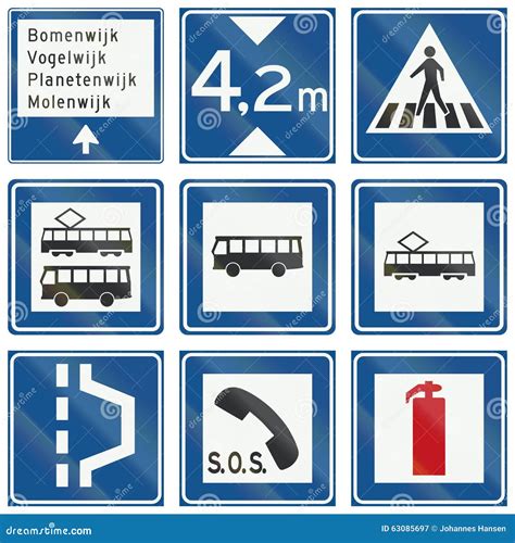 Collection Of Dutch Warning Road Signs Royalty Free Stock Photo