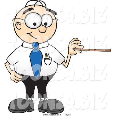 Vector Illustration Of A Cartoon White Businessman Nerd Mascot Holding