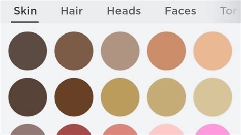 Roblox Skin Tone Colors