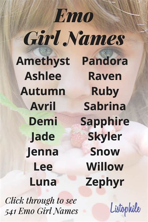541 Emo Girl Names Featuring Cute And Cool Emo Names These Emotional Female Names Are For