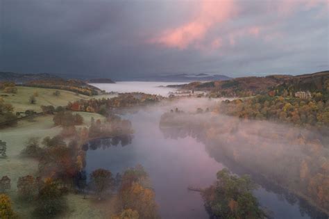 A Misty Dawn At Loch Monzievaird Perthshire Scenery Sunrise