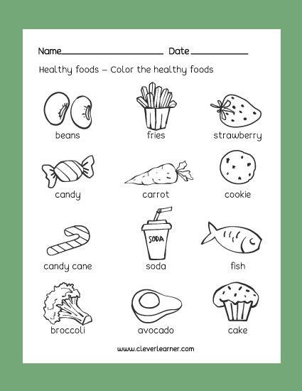 Work together (sharing, discussions, and ability. Healthy Food Game Worksheets | 99Worksheets
