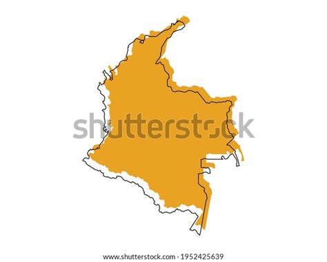 Vector Black Line Yellow Map Colombia Stock Vector Royalty Free