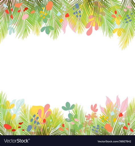 Border Palms Branches And Tropical Leaves Vector Image