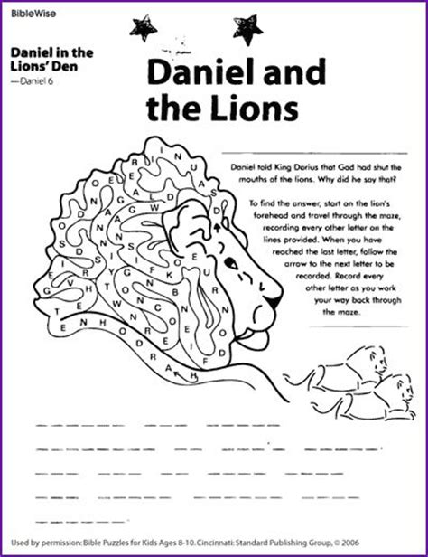 Daniel And The Lions Den Worksheets Free Printable Templates