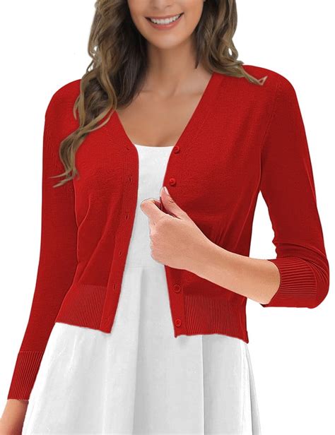 Traleubie Womens Sweaters Cardigan V Neck Button Down Open Front Shrug