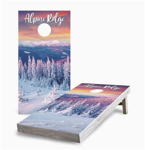Personalized Sunrise Winter Mountains Cornhole Game Cornhole Set