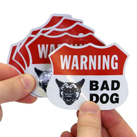 Warning Bad Dog Label Set Shield Shaped Sku Lb 4115