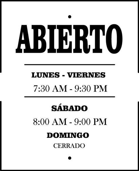 Vinilo Para Escaparate Horario De Apertura Tenvinilo