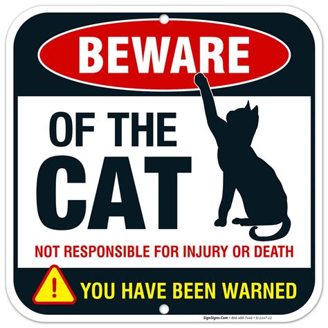 Beware Of Cat Sign Funny Attack Cat Sign 12x12 Square Rust Free
