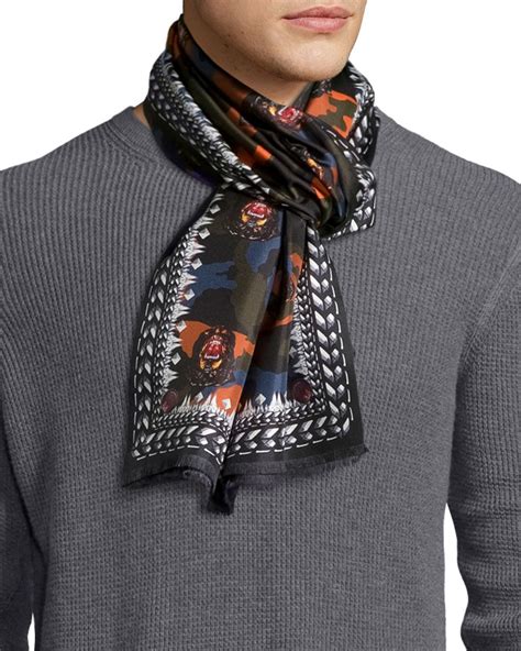 Lyst Givenchy Mens Camo Print Silk Scarf In Green For Men
