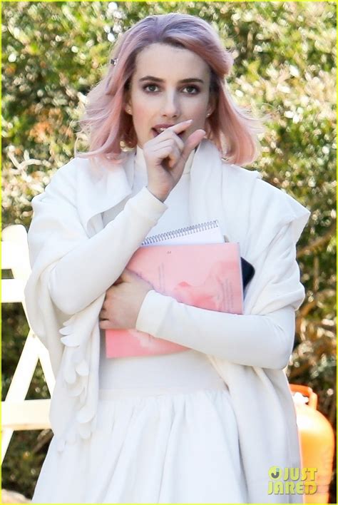 Emma Roberts Rocks Pink Hair On The Set Of New Movie Paradise Hills