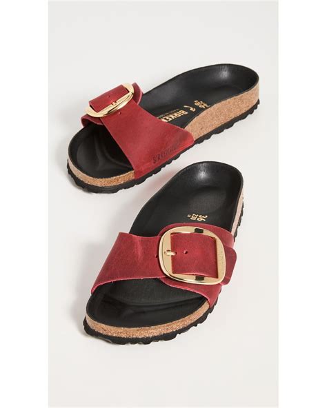 Birkenstock Madrid Big Buckle Sandals In Red Lyst Canada