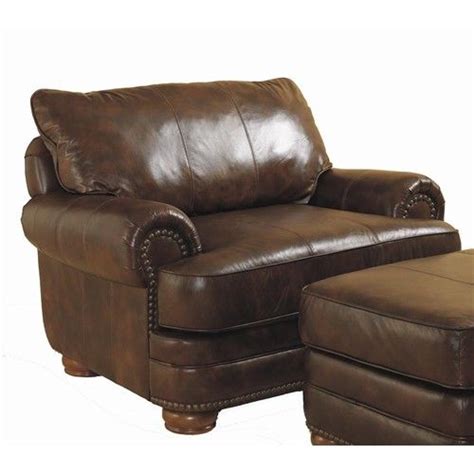 Lane Chocolate Leather Sofa With Nailhead Trim Home Living Room