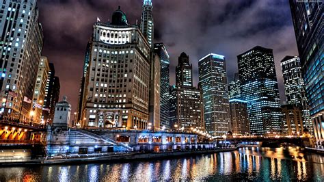 Chicago Night Skyline Wallpaper Wallpapersafari