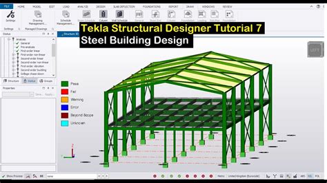 Tekla Structural Designer Tutorial 7 Steel Building Design Youtube