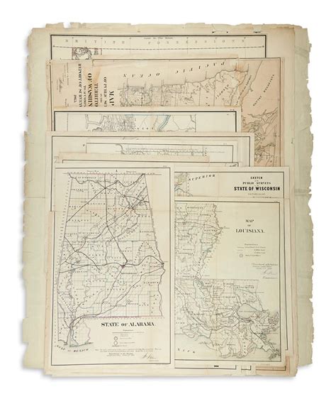 Sold Price General Land Office Group Of 10 Lithographed Maps June