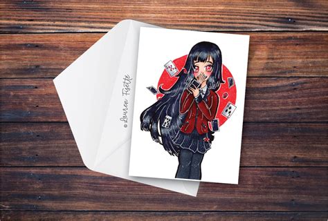 Kakegurui Blank Card Yumeko Jibami Anime Greeting Card Etsy