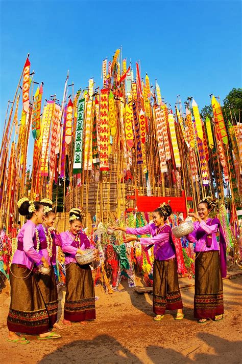 the beautiful thai women celebrate songkran festival water festival in chiangmai thailand on