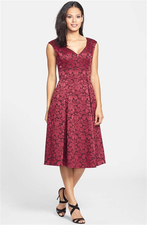 Adrianna Papell Floral Jacquard Fit And Flare Midi Dress Regular