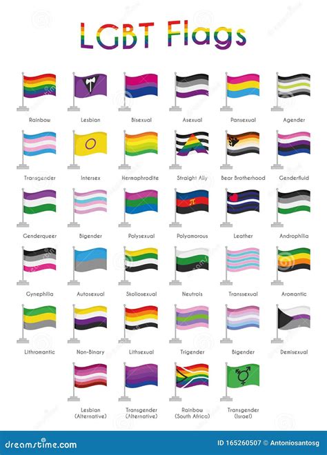 Set Of Lgbt Sexual And Gender Tendencies Pride Flags Stock Vector