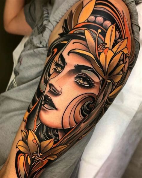 Woman Face Tattoo Traditional Kassie Spalding