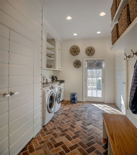 Laundry Room With Brick Herringbone Floors Herringbone Floor Rooms Country Great Rooms