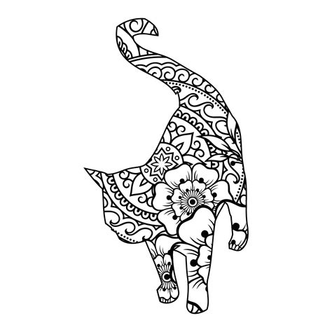 Mandala Cat Coloring Page For Kids 7848845 Vector Art At Vecteezy