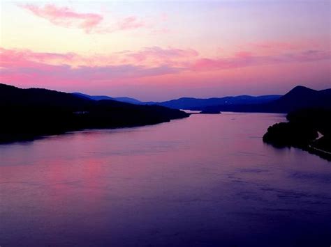 Beautiful Image Of Nature Landscape Purple River The Pink Sky
