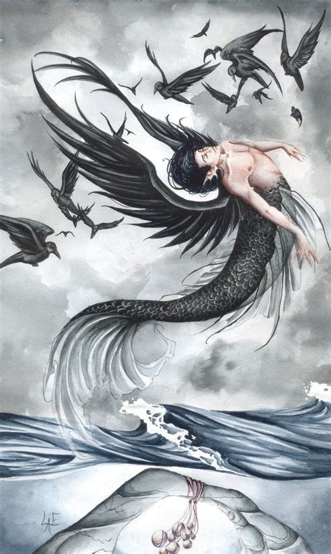 Raven Waves Fantasy Mermaids Mermaid Art Mermaids And Mermen