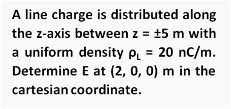 Solved A Line Charge Is Distributed Along The Z Axis Between Chegg Com