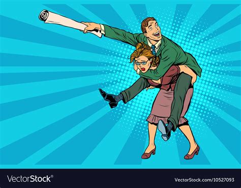 Business People Man Riding On Woman Attack Vector Image