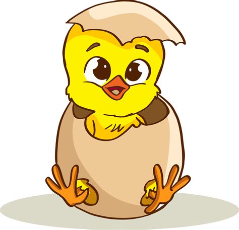 cute little cartoon chick hatched from an egg isolated on a white background 13361437 vector art