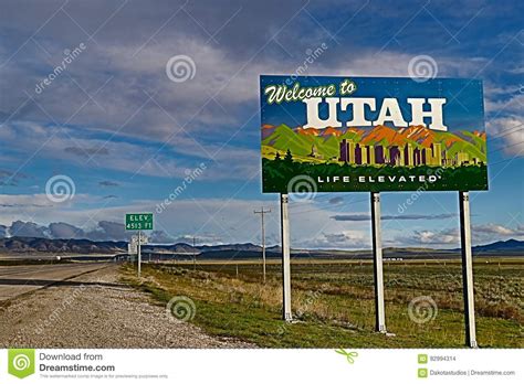 Welcome To Utah Sign Along The State Border Editorial Image