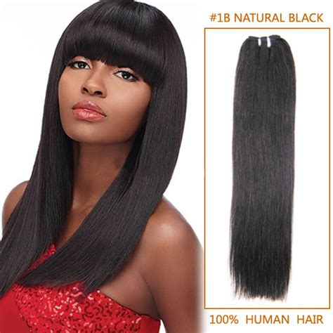 18 Inch 1b Natural Black Straight Indian Remy Hair Wefts