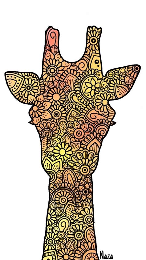 Silueta De Jirafa Con Mandalas Dibujos Zentangle Art Arte De Jirafas