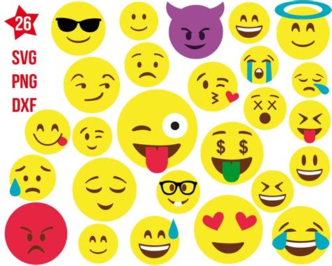 Emoji pack svg, Emoji png, Emoji dxf, Emoji cricut, Emoji 