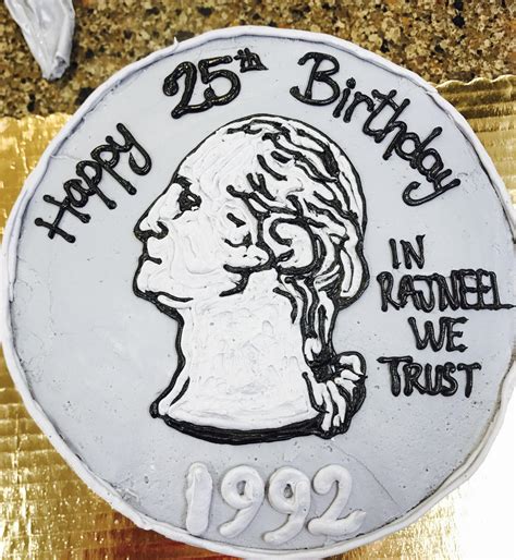 Birthday celebration seems incomplete if it is done without a cake. Decorated a Quarter replica cake for a 25th Birthday # ...
