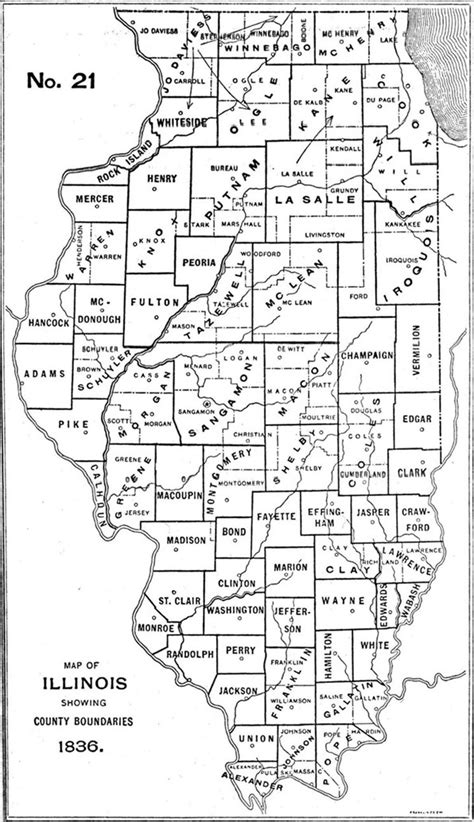 1836 Illinois County Formation Map