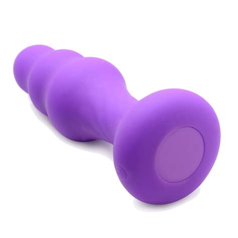 X Slim Ribbed Thumping Silicone Anal Plug