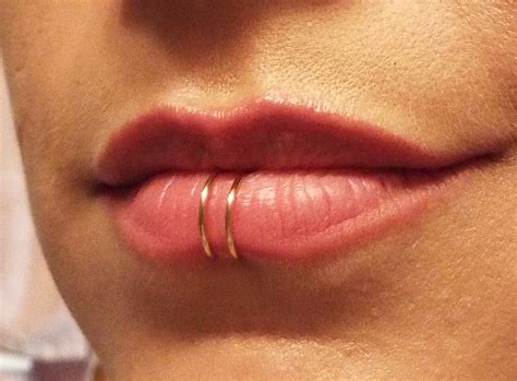 Gold Double Lip Ring Or Nose Ring Fake Body Piercing By Junylie
