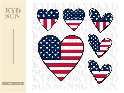 Patriotic American Flag Heart Svg Vector File