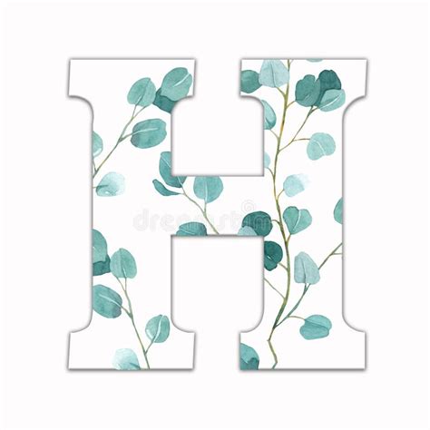 Capital Letter H Decorated With Green Leaves Letter Of The English