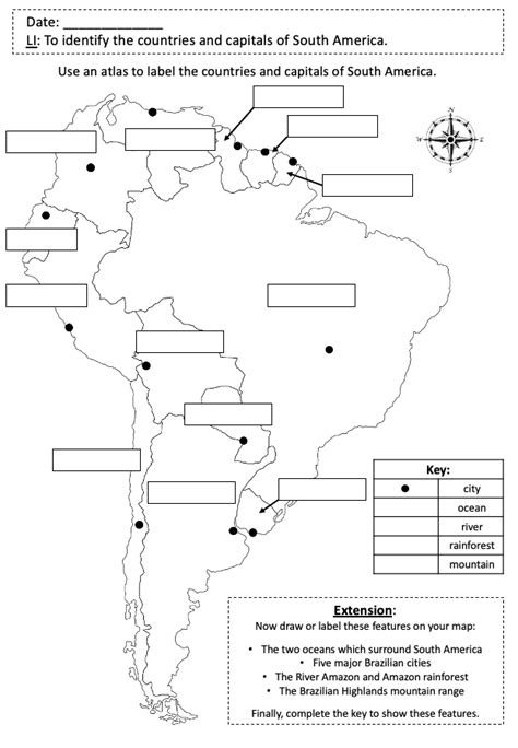 Identifying The Countries And Capitals Of South America Ks Teaching Resources