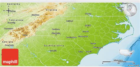 Physical 3d Map Of North Carolina