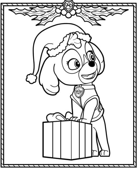 Christmas Paw Patrol Skye Coloring Page Free Printable Coloring Pages