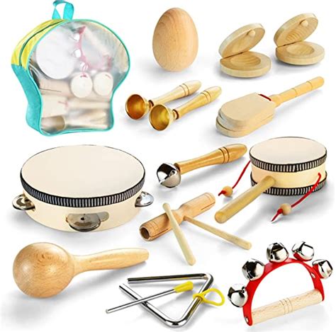 Jeamelleth Kids Musical Instruments Toys 14pcs Natural