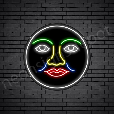 Face Full Moon Neon Sign Neon Signs Depot